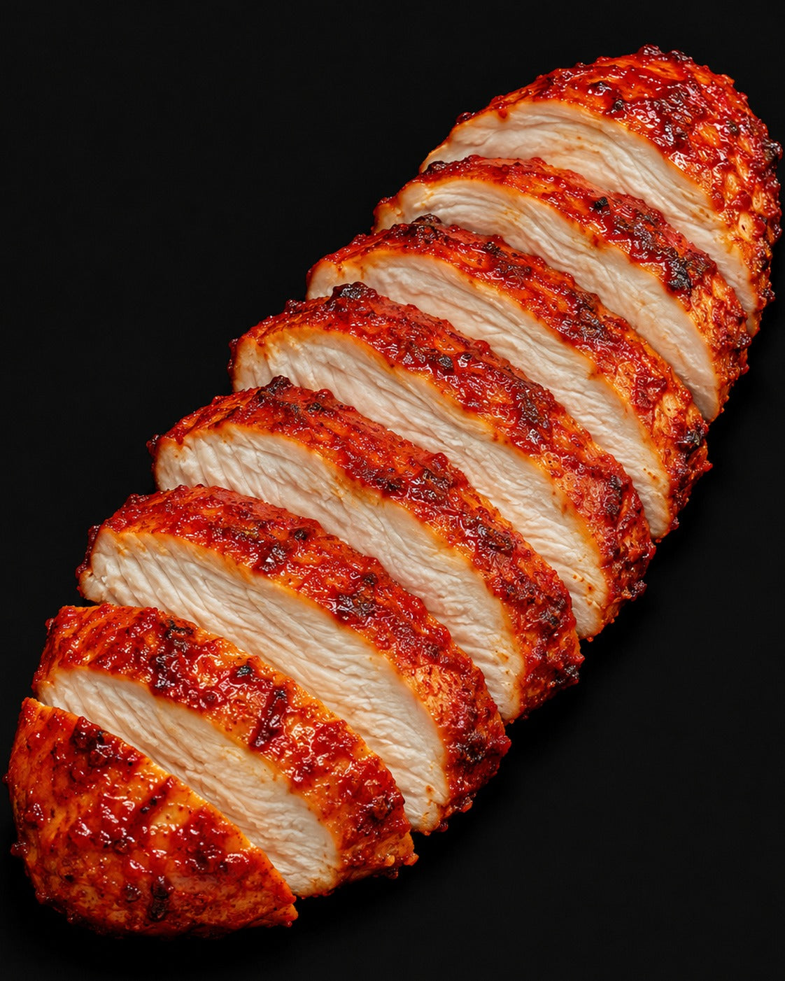 Ayam Masak Pedas — roasted chicken breast in chili glaze, sliced