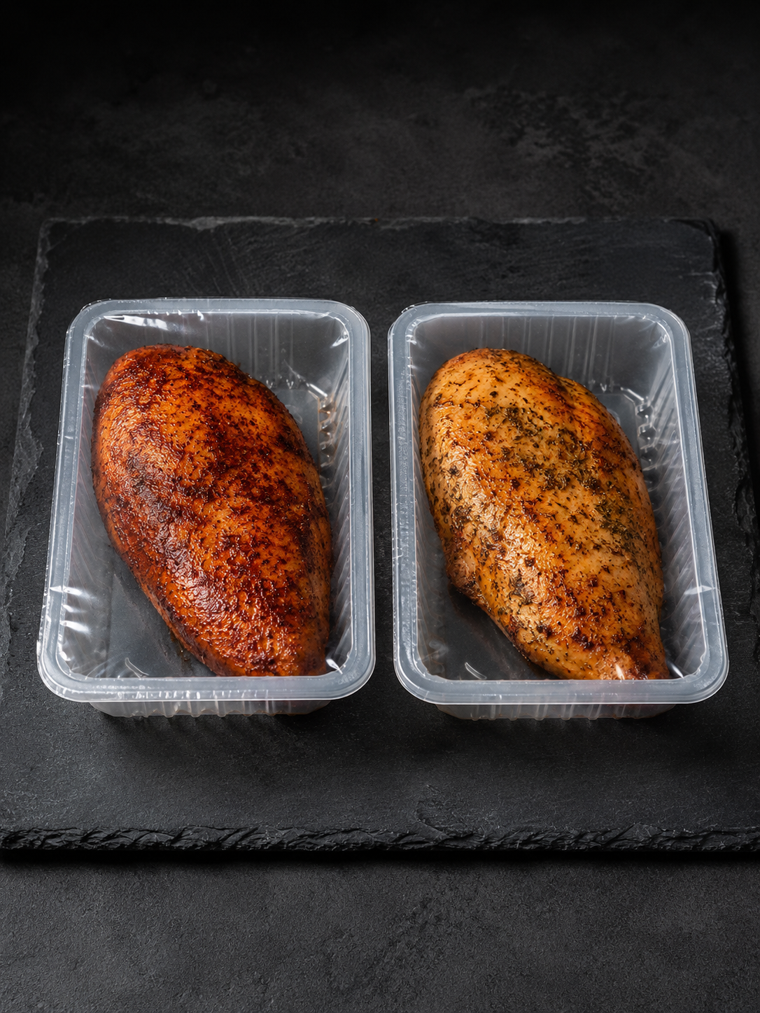 HiPro Taster Pack - two sealed trays, one whole roasted chicken breast in each, two flavours