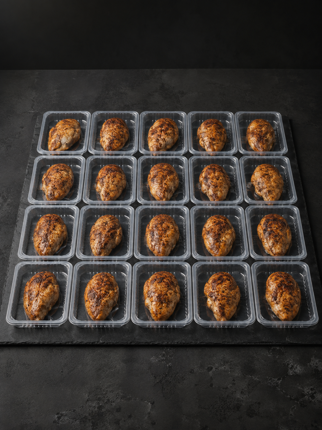 HiPro 20-Pack - twenty sealed trays, one whole roasted chicken breast in each