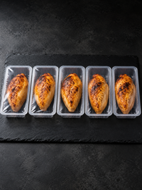 HiPro 5-Pack - five sealed trays, one whole roasted chicken breast in each