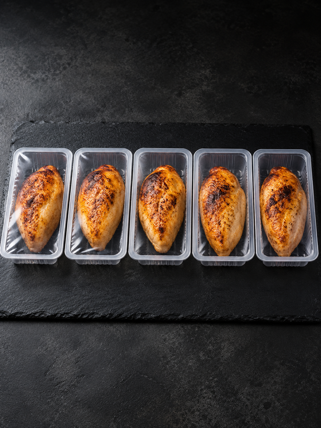 HiPro 5-Pack - five sealed trays, one whole roasted chicken breast in each