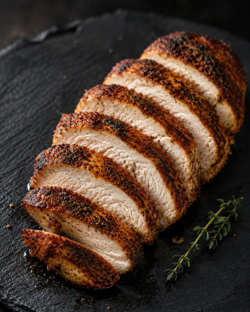 Ayam Panggang Cajun — sliced roasted chicken breast with Cajun spice rub
