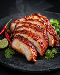 HiPro roasted chicken breast taster — Pedas, sliced to show real grain